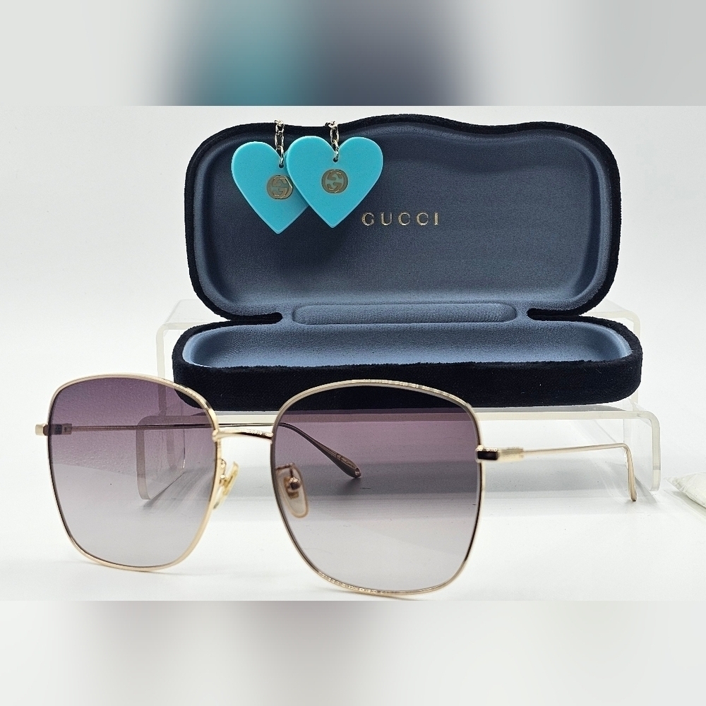 Gucci GG1030SK-003-60 Gold Sunglasses With earring accessories - Picture 3 of 16